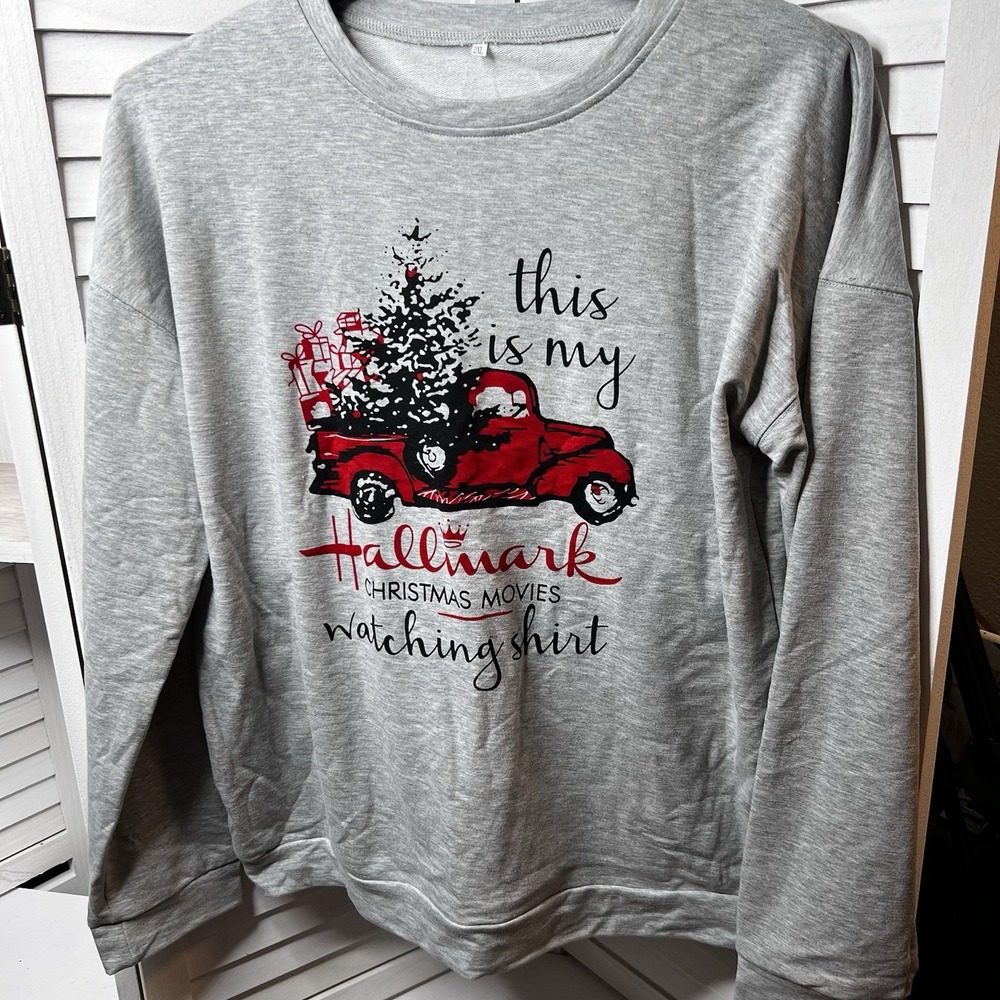 This Is My Hallmark Christmas Movie Watching Sweatshirt Women's‎ Sz 2X Gray EUC